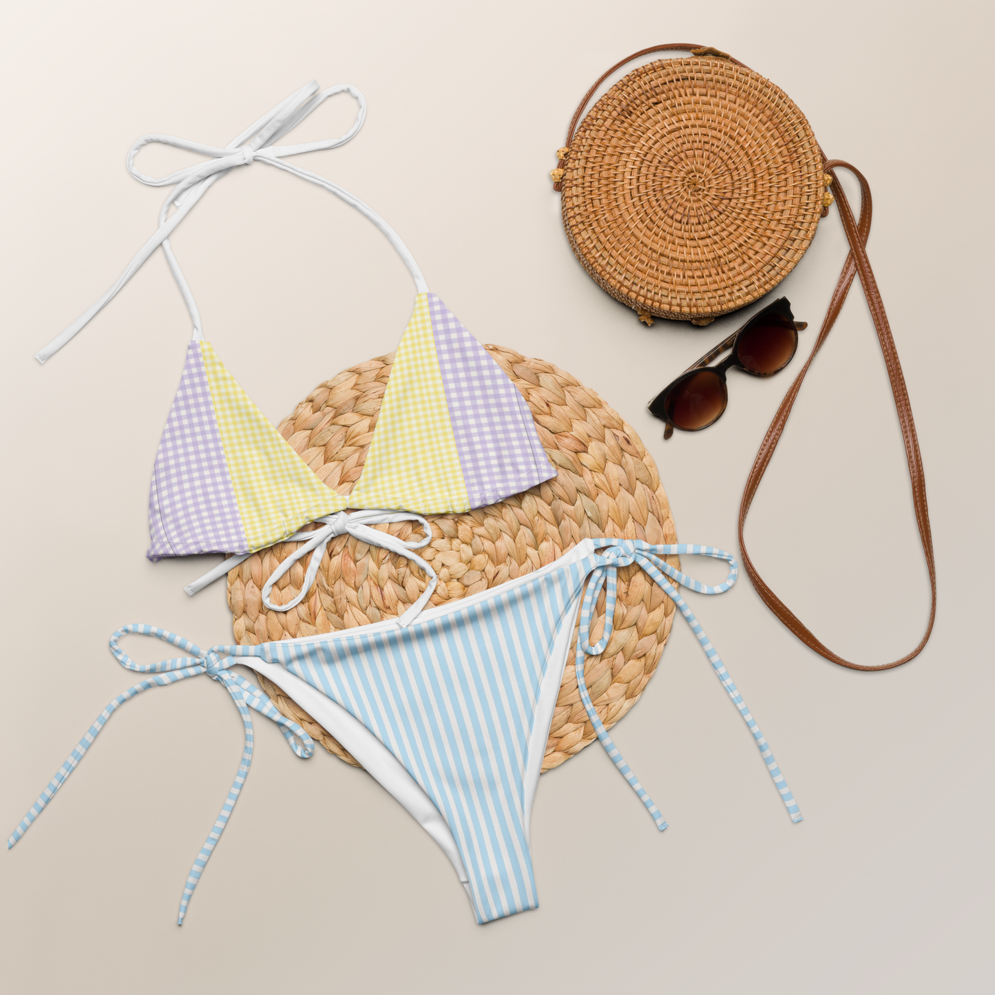 Amalfi Breeze pastel striped string bikini