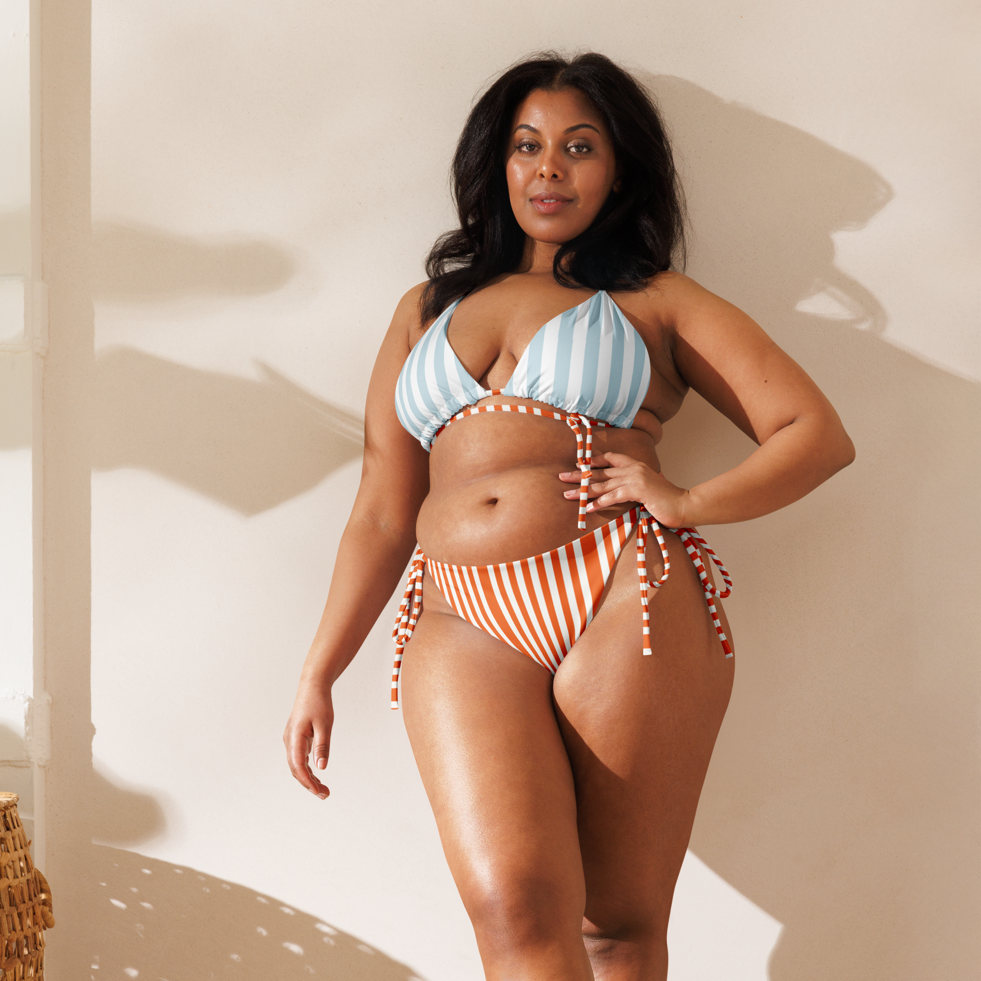 Amalfi Sunset striped string bikini with triangle cut