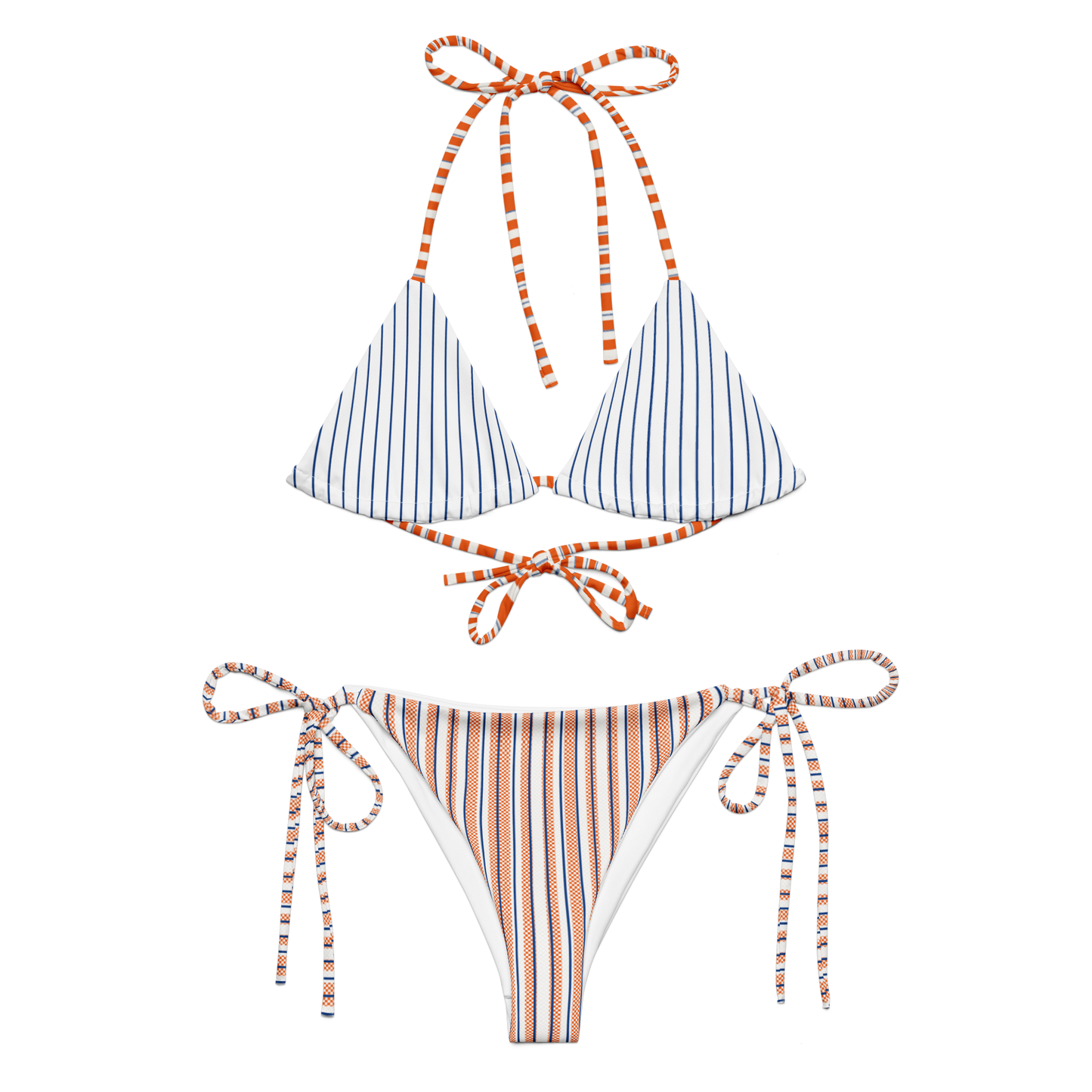 Riviera Stripes string bikini with blue stripes