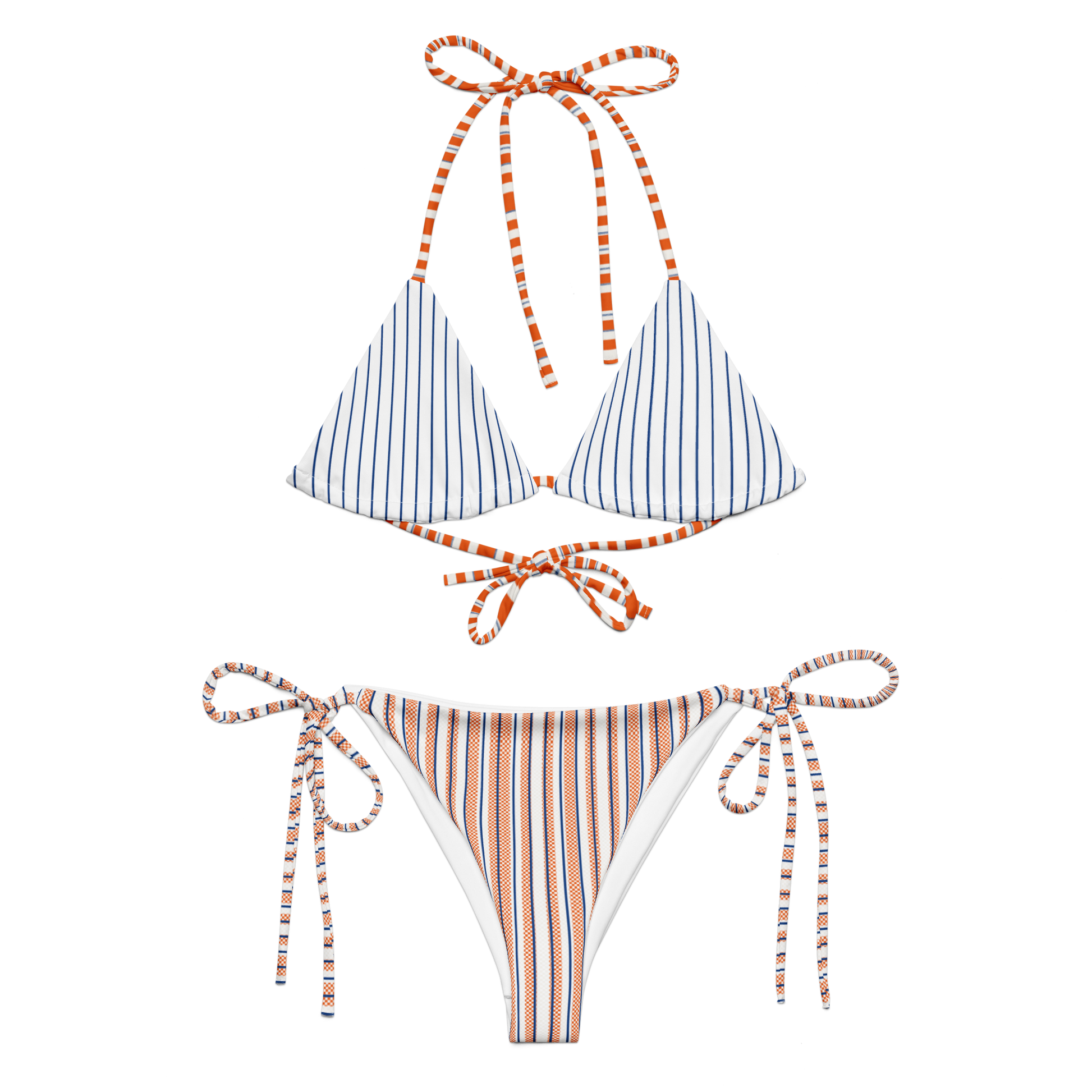 Riviera Stripes string bikini with blue stripes