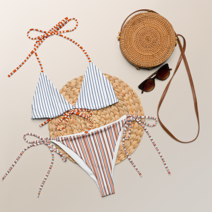 Riviera Stripes string bikini with blue stripes