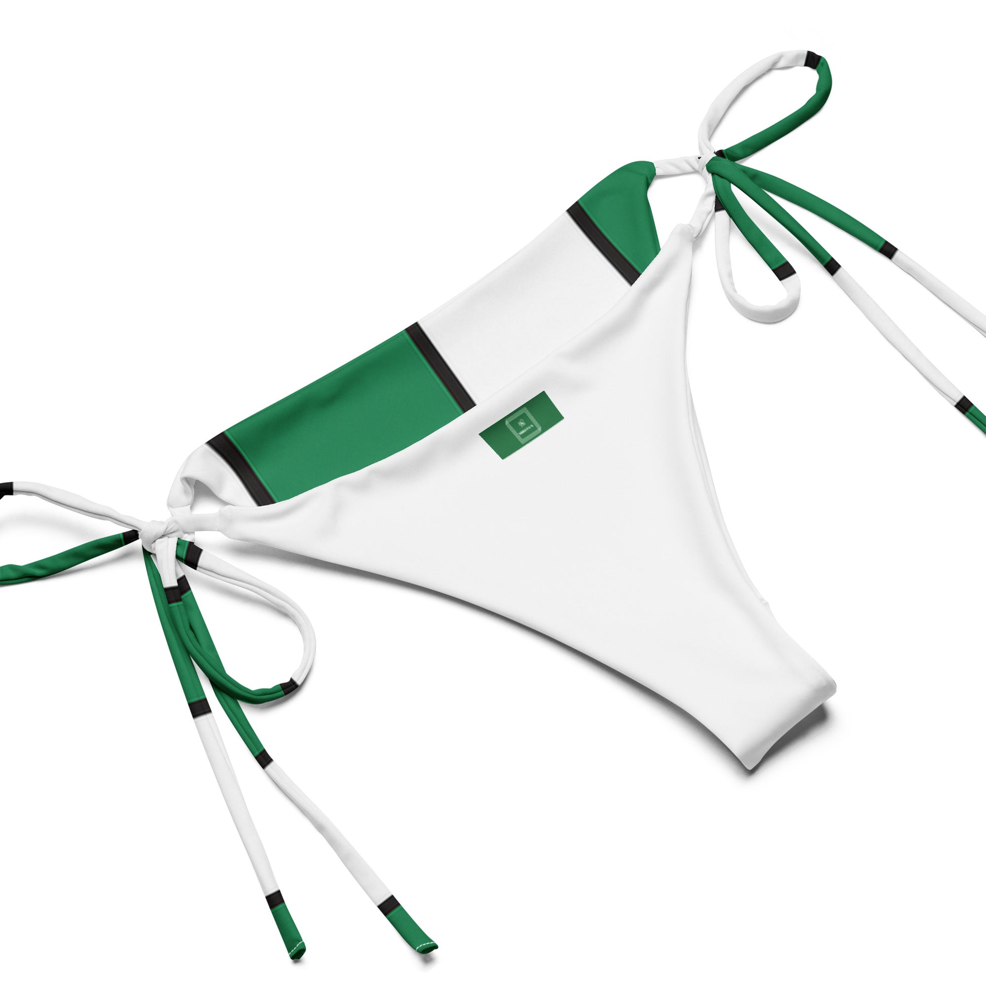 Mediterranean Sunset string bikini in green & white stripes