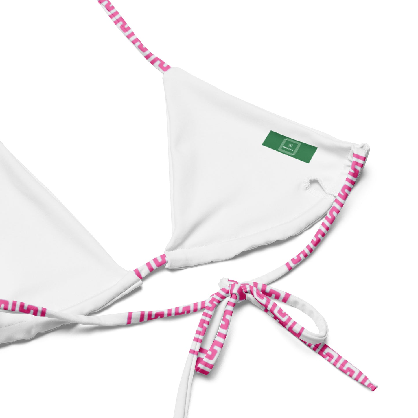 Mediterranean Sunset string bikini in green & white stripes
