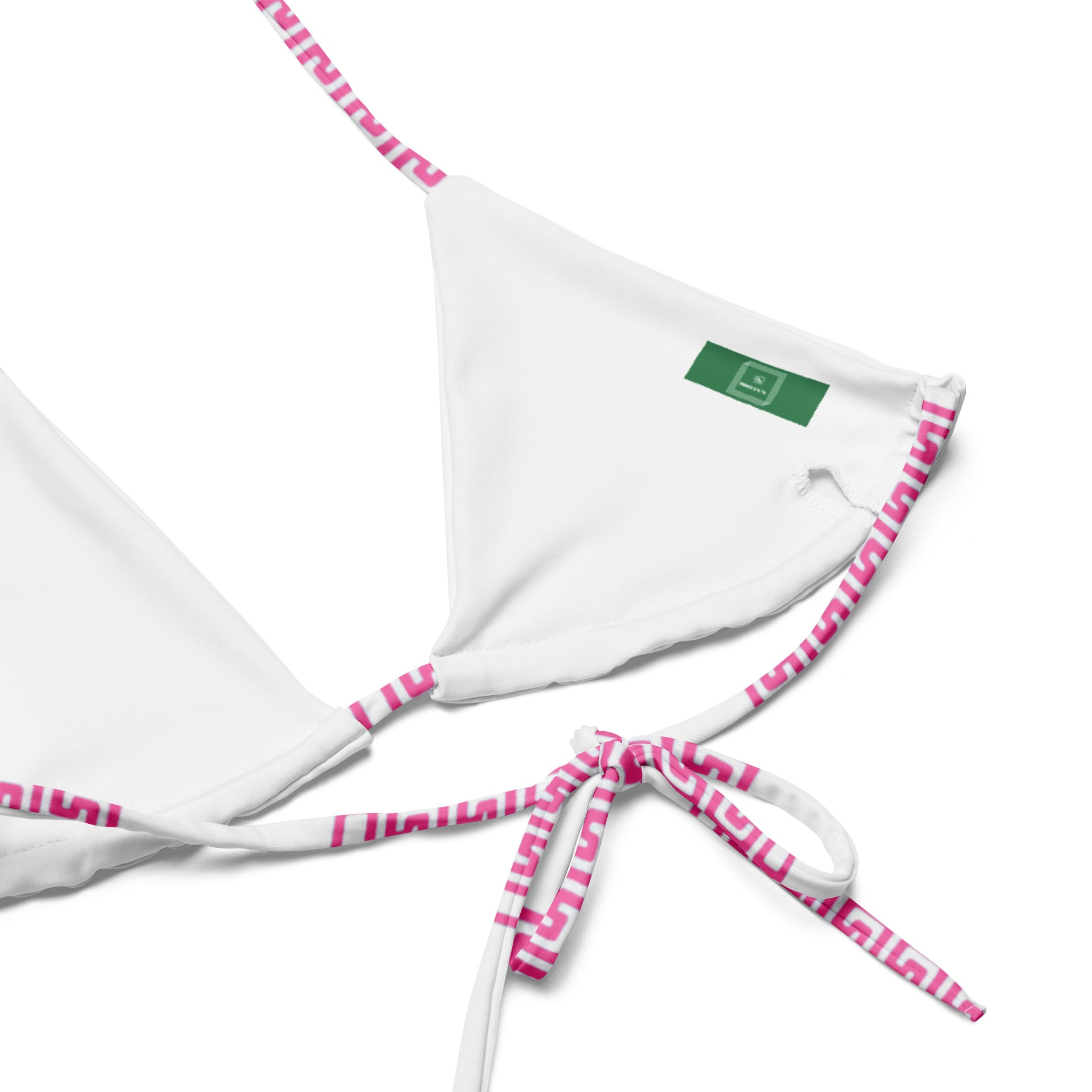 Mediterranean Sunset string bikini in green & white stripes