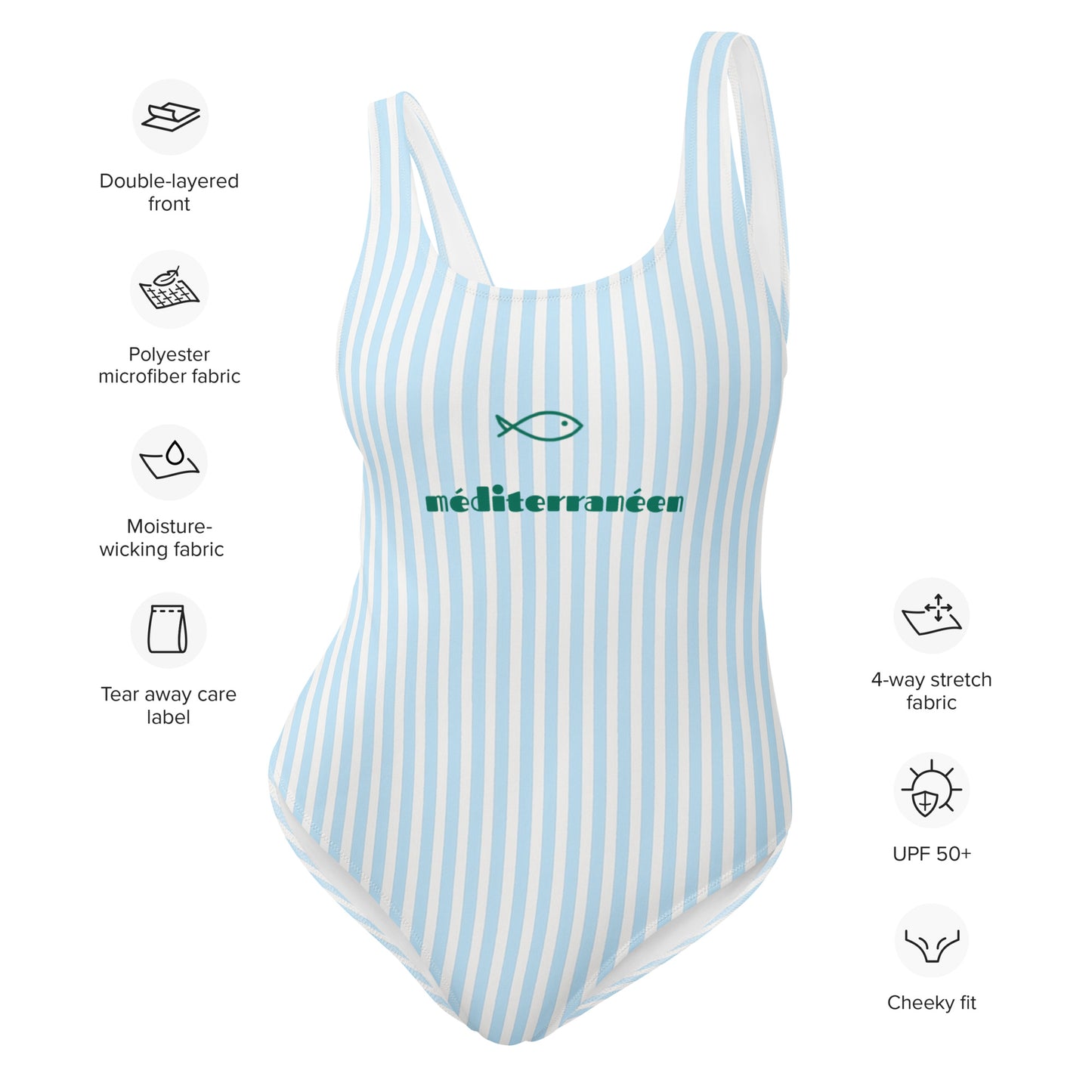 Méditerranéen blue one-piece swimsuit
