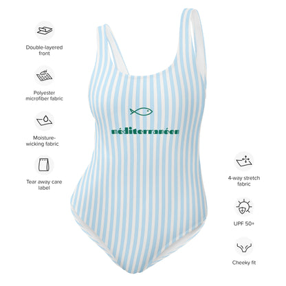 Méditerranéen blue one-piece swimsuit