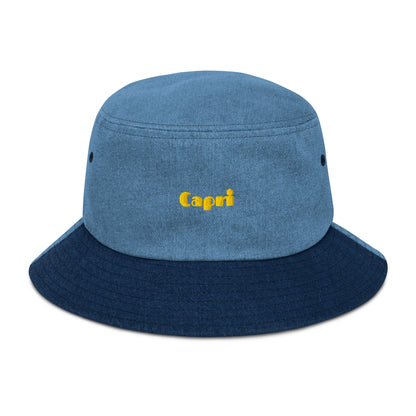 Capri bucket hat with bold yellow embroidery