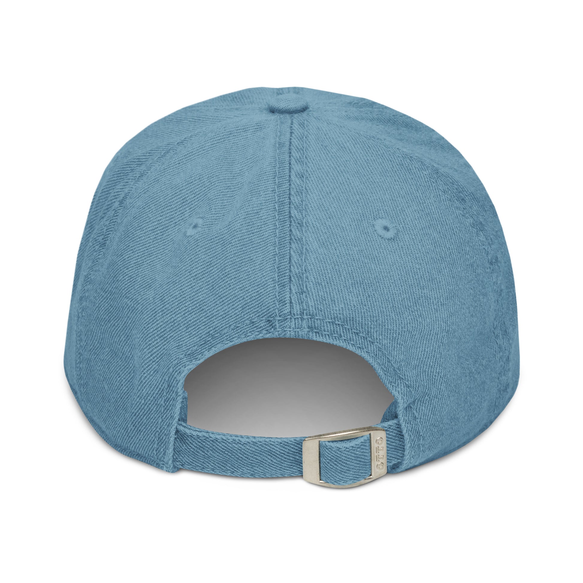 Capri denim cap with bold yellow lettering