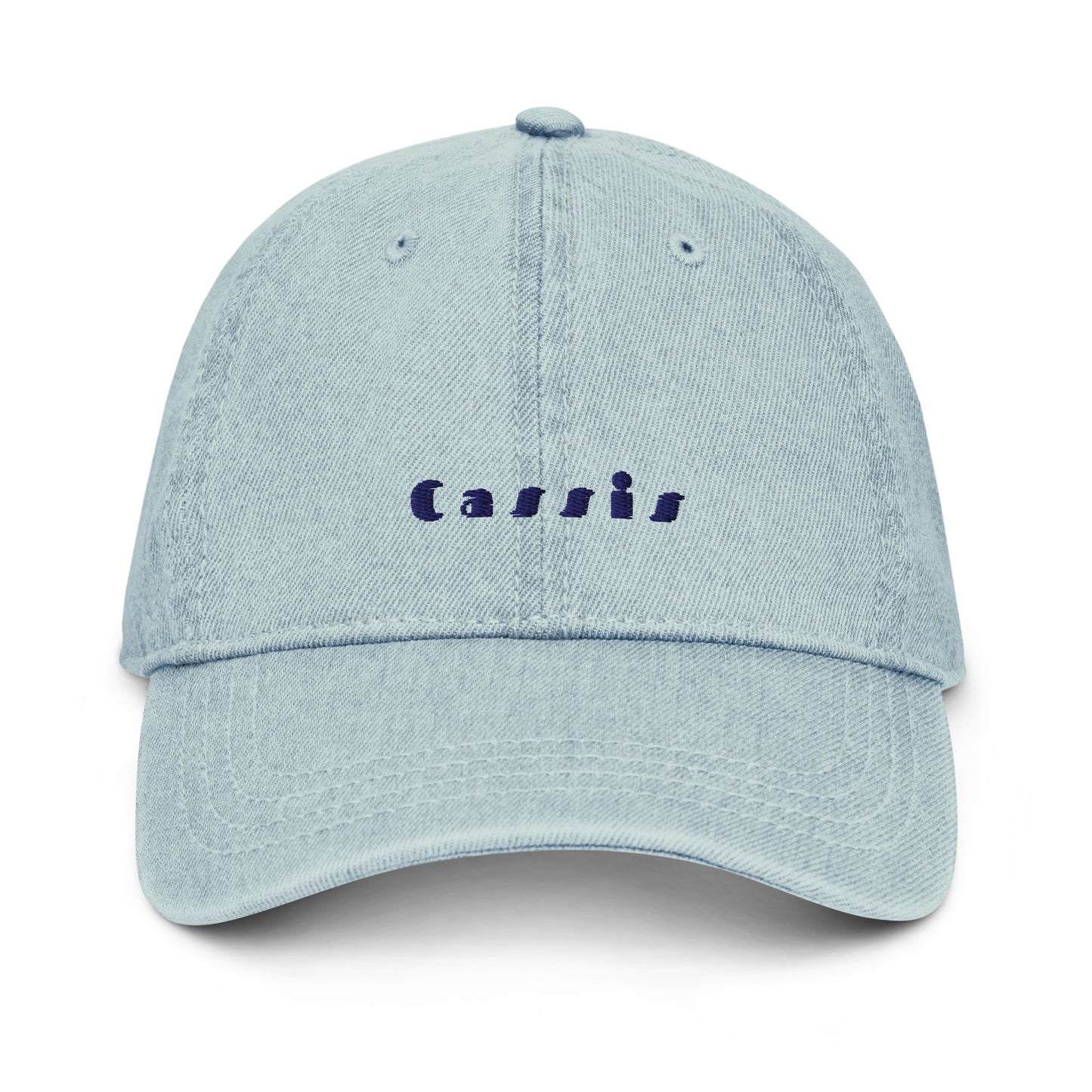 Cassis light denim cap with bold navy embroidery