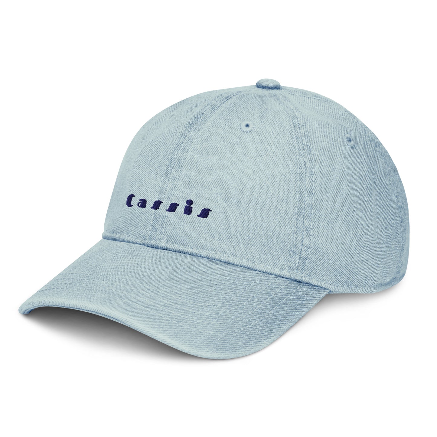 Cassis light denim cap with bold navy embroidery