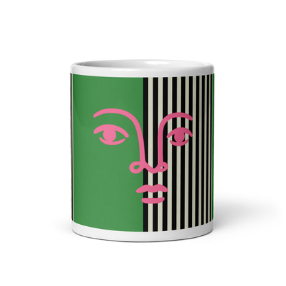 Bold Face Mug – Green, Black &amp; Pink
