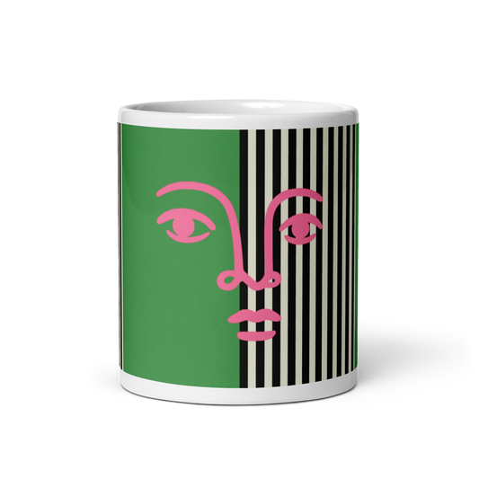 Bold Face Mug – Green, Black &amp; Pink