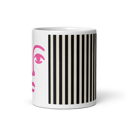 Bold Face Mug – Pink &amp; Black Stripes