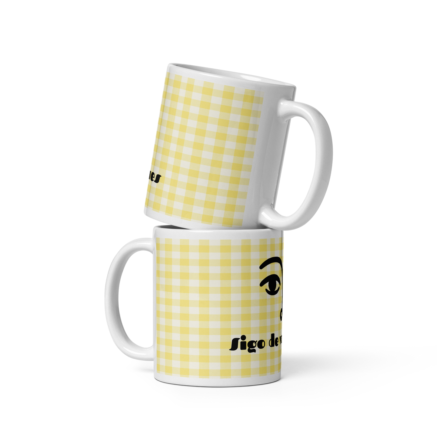 Vacation Mode Mug – Yellow Gingham & Face