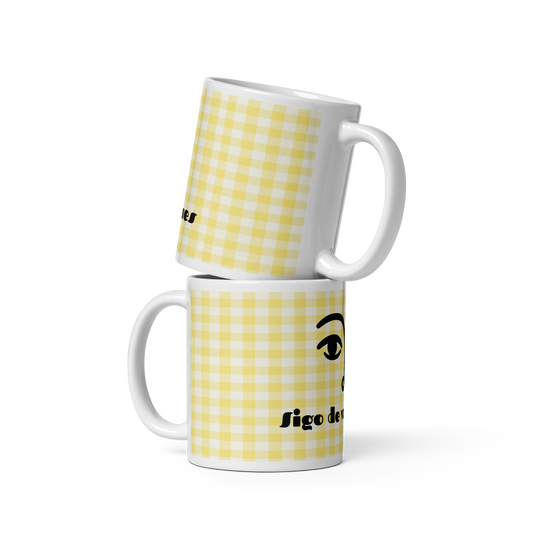 Vacation Mode Mug – Yellow Gingham & Face