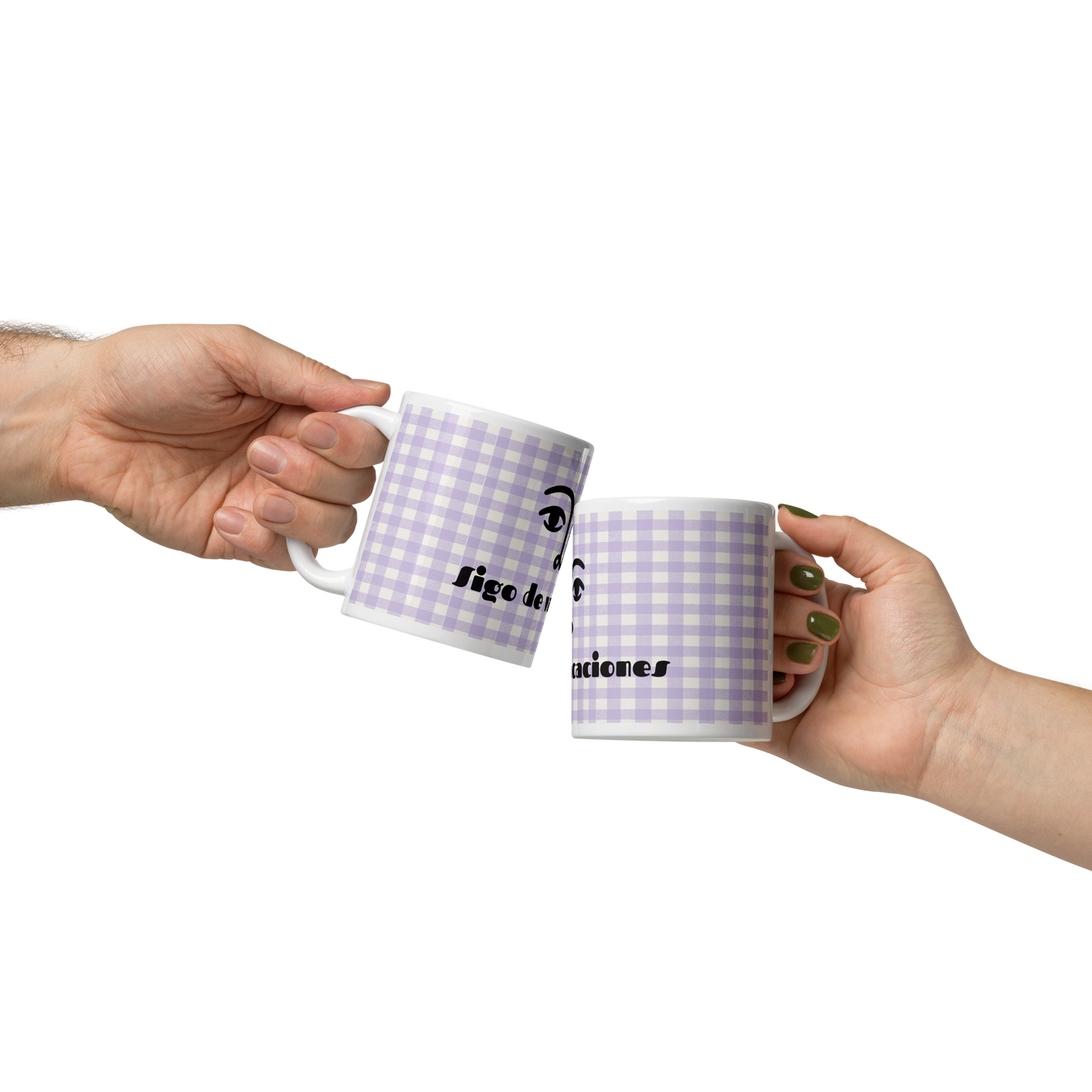 Vacation Mode Mug – Lavender Gingham &amp; Face