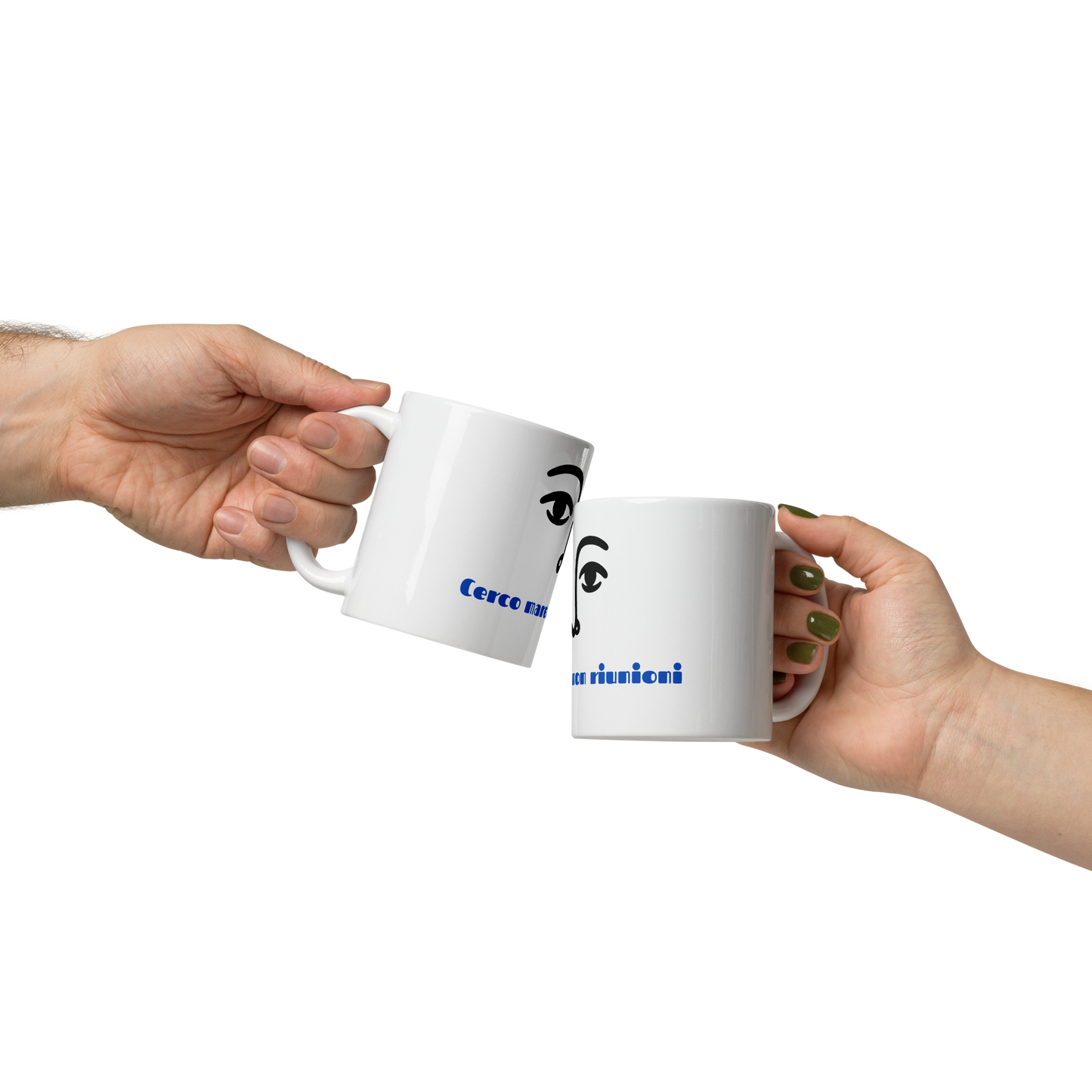 Cerco Mare Mug – Black Face &amp; Blue Quote