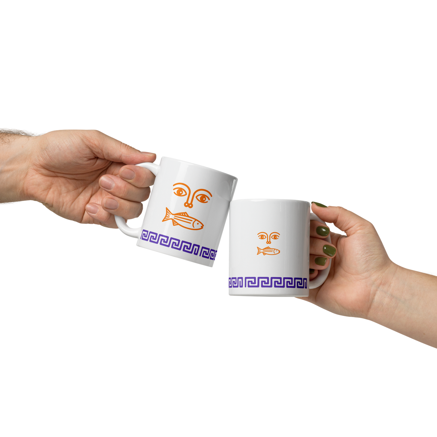 Mare Mug – Orange Face & Fish with Purple Trim