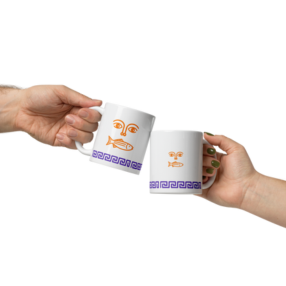 Mare Mug – Orange Face & Fish with Purple Trim