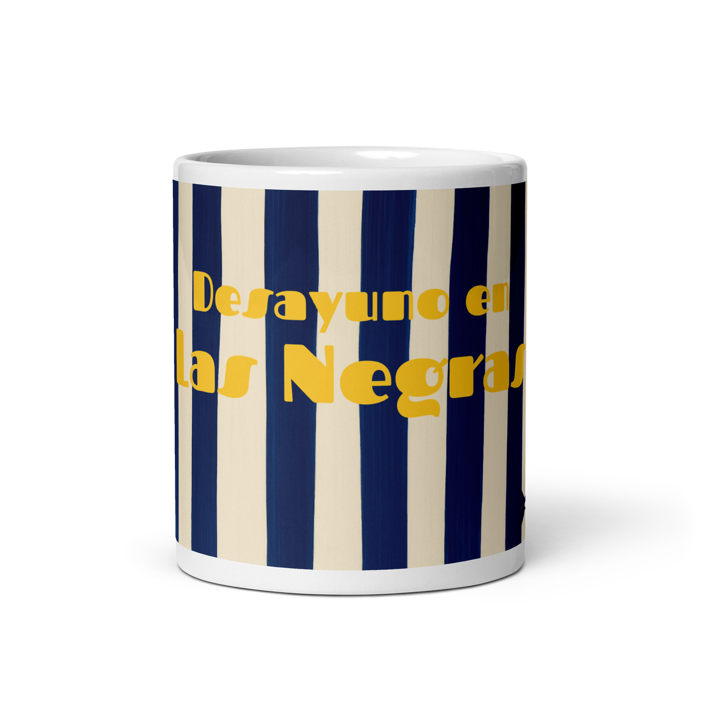Marina Mug – Navy Stripes &amp; Boat Detail
