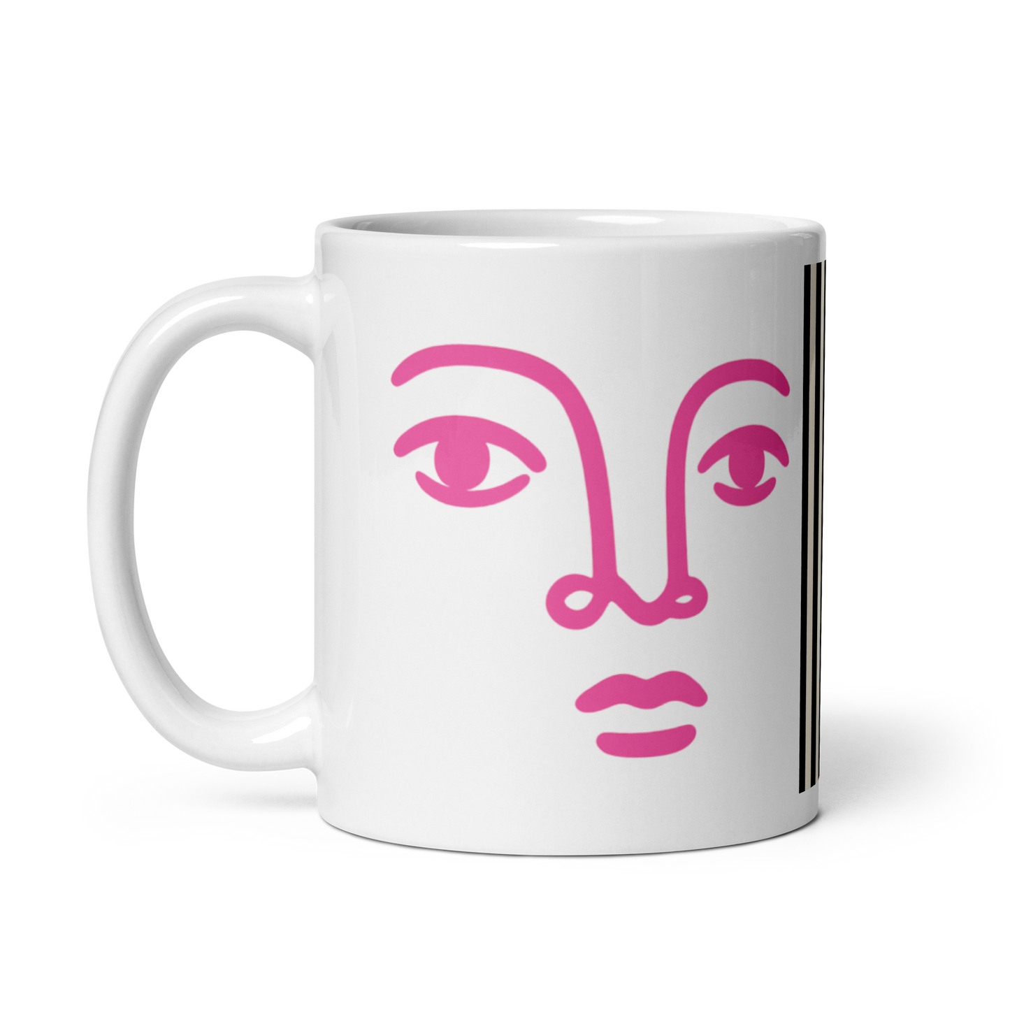 Bold Face Mug – Pink &amp; Black Stripes