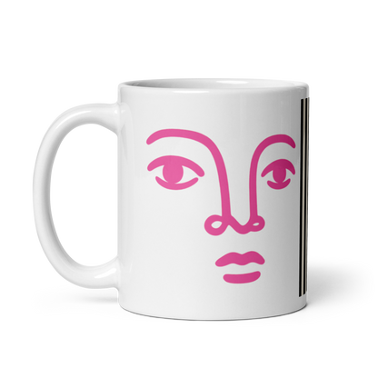 Bold Face Mug – Pink &amp; Black Stripes
