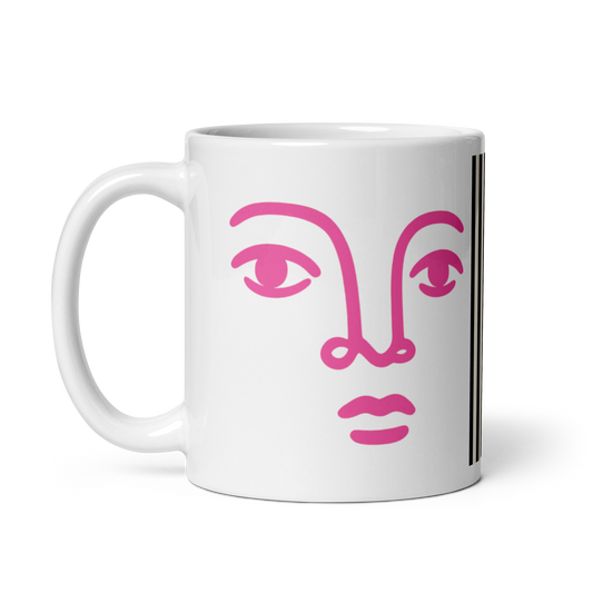 Bold Face Mug – Pink &amp; Black Stripes