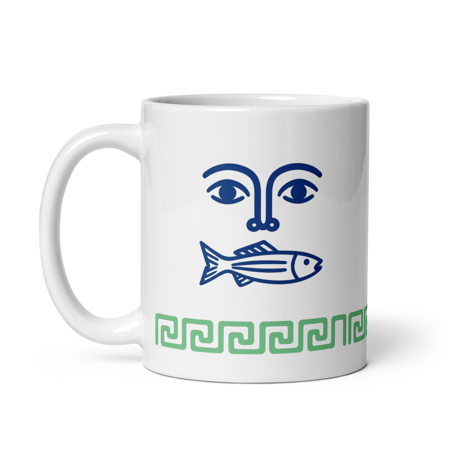 Mare Mug – Face, Fish &amp; Greek Pattern