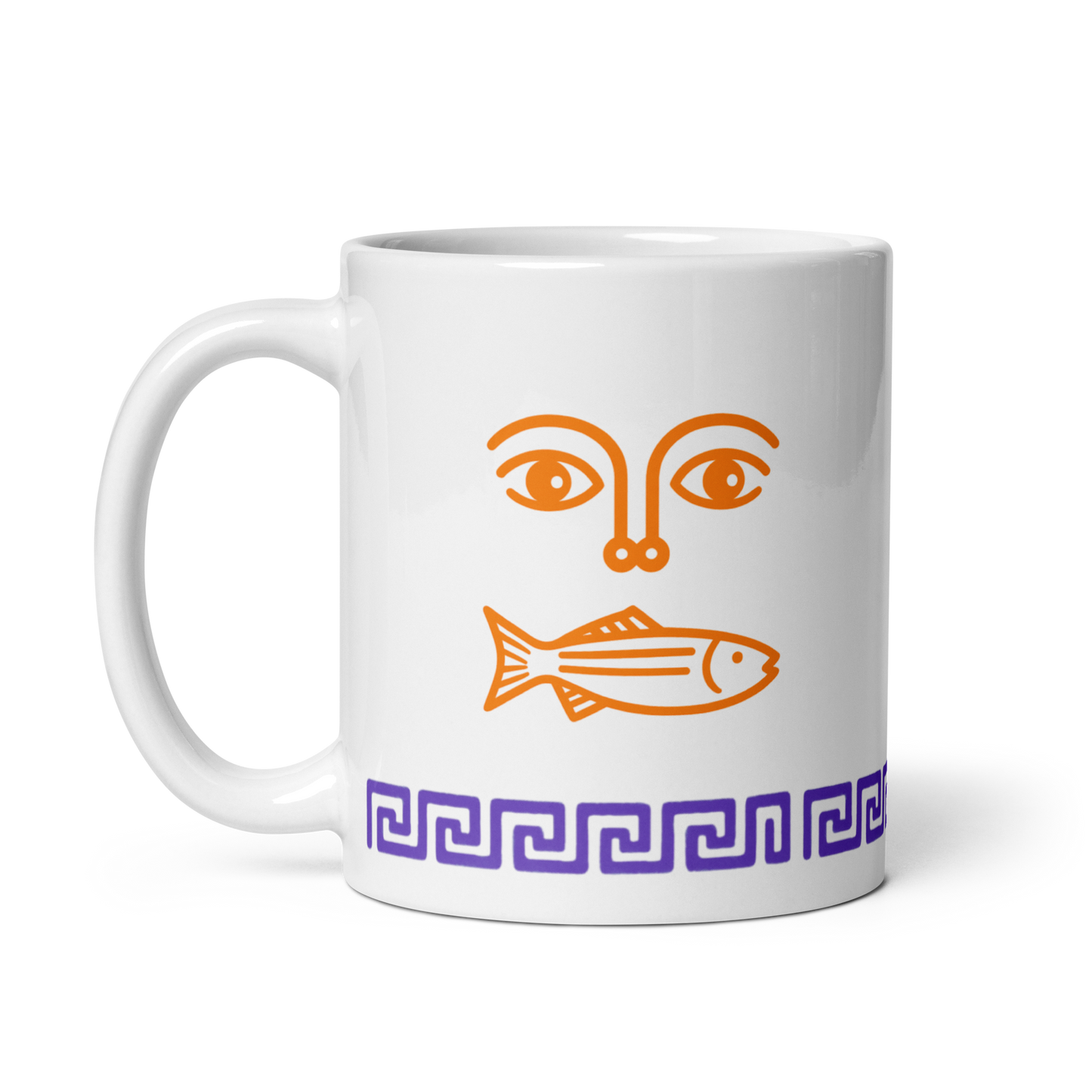 Mare Mug – Orange Face & Fish with Purple Trim
