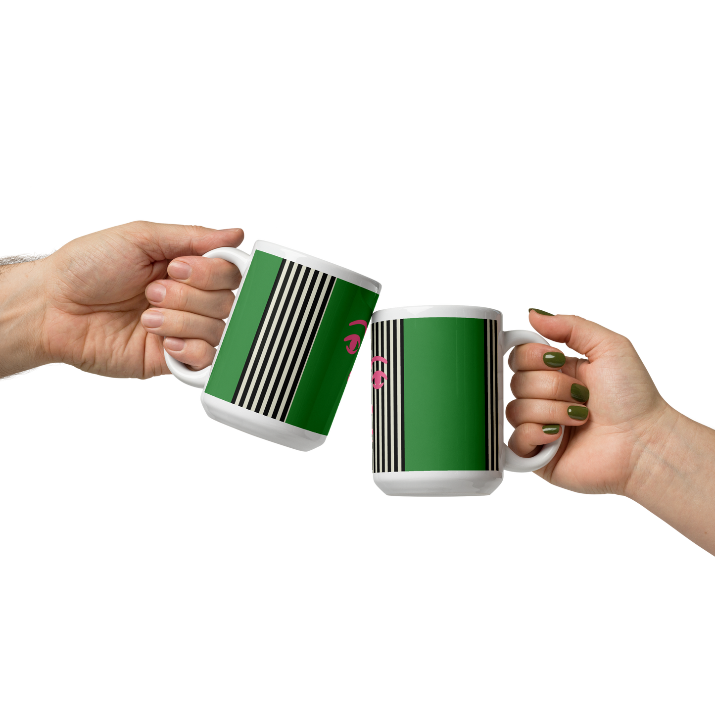 Bold Face Mug – Green, Black &amp; Pink