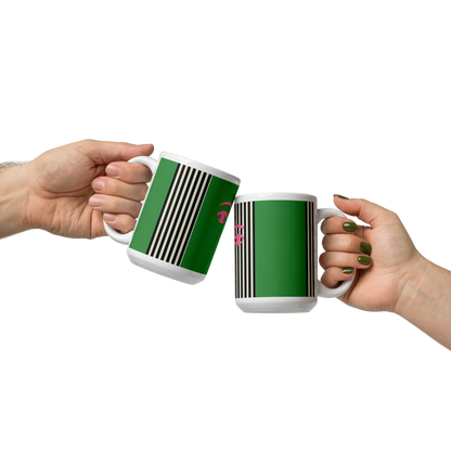 Bold Face Mug – Green, Black &amp; Pink