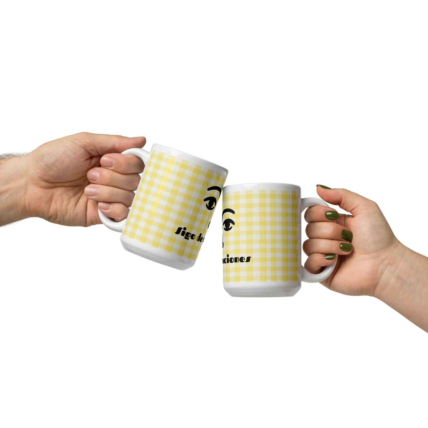 Vacation Mode Mug – Yellow Gingham & Face