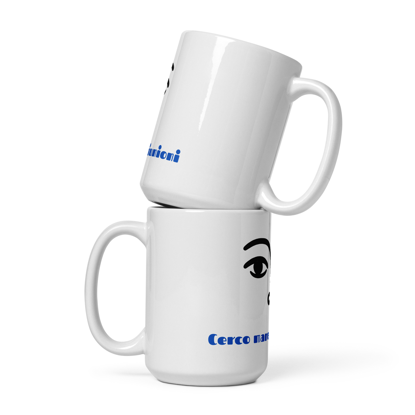 Cerco Mare Mug – Black Face &amp; Blue Quote