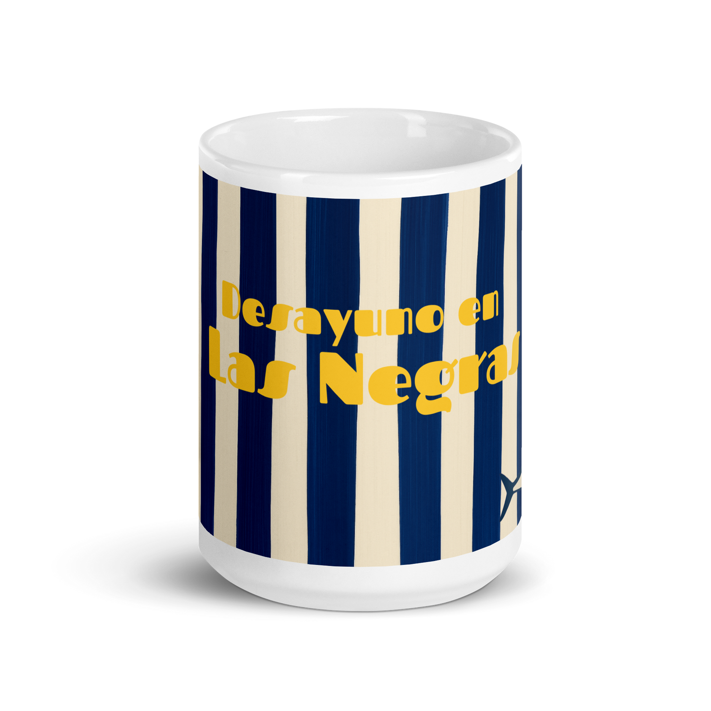 Marina Mug – Navy Stripes &amp; Boat Detail