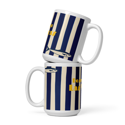 Marina Mug – Navy Stripes &amp; Boat Detail
