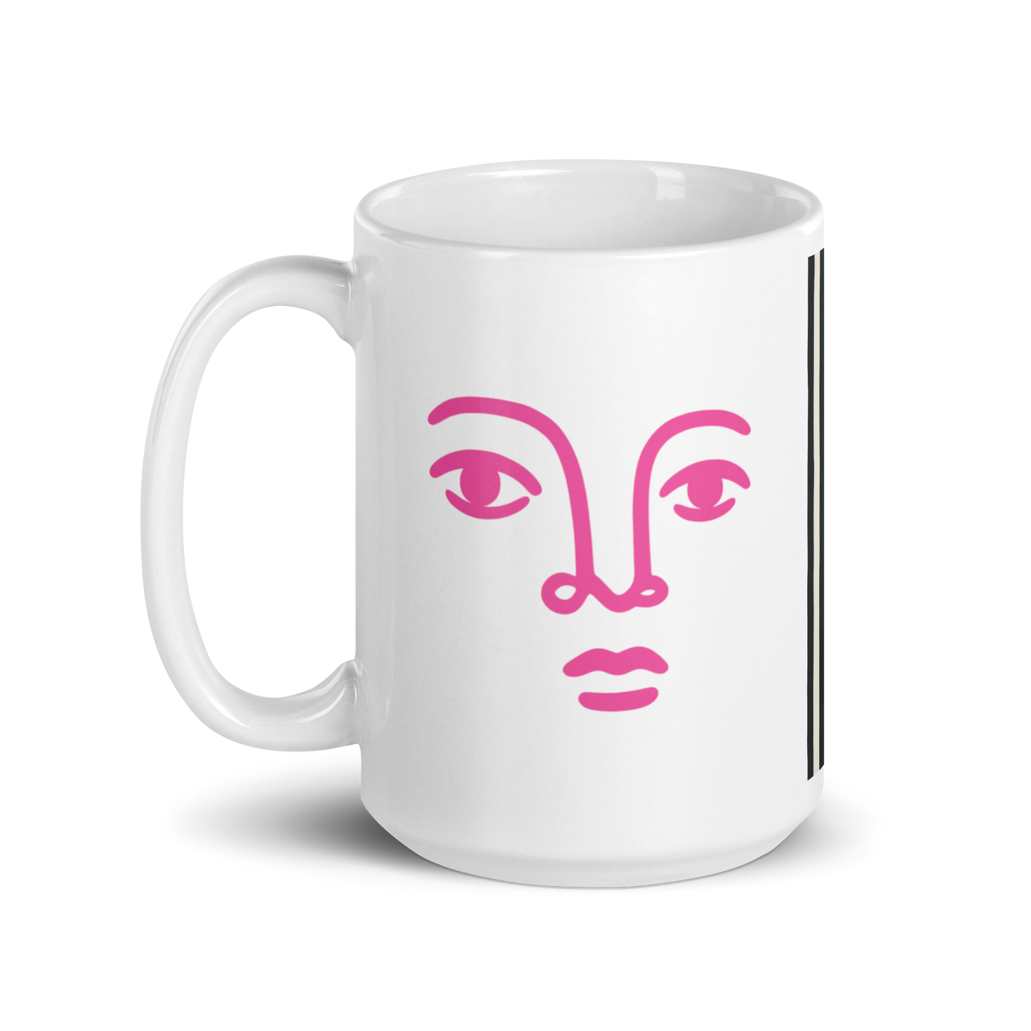 Bold Face Mug – Pink &amp; Black Stripes