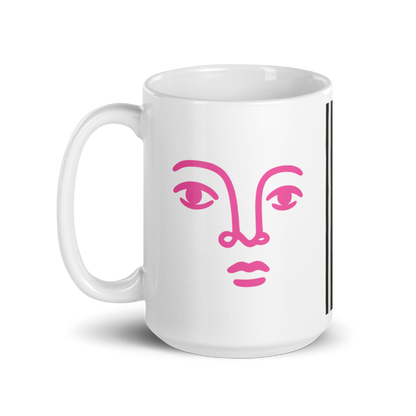 Bold Face Mug – Pink &amp; Black Stripes