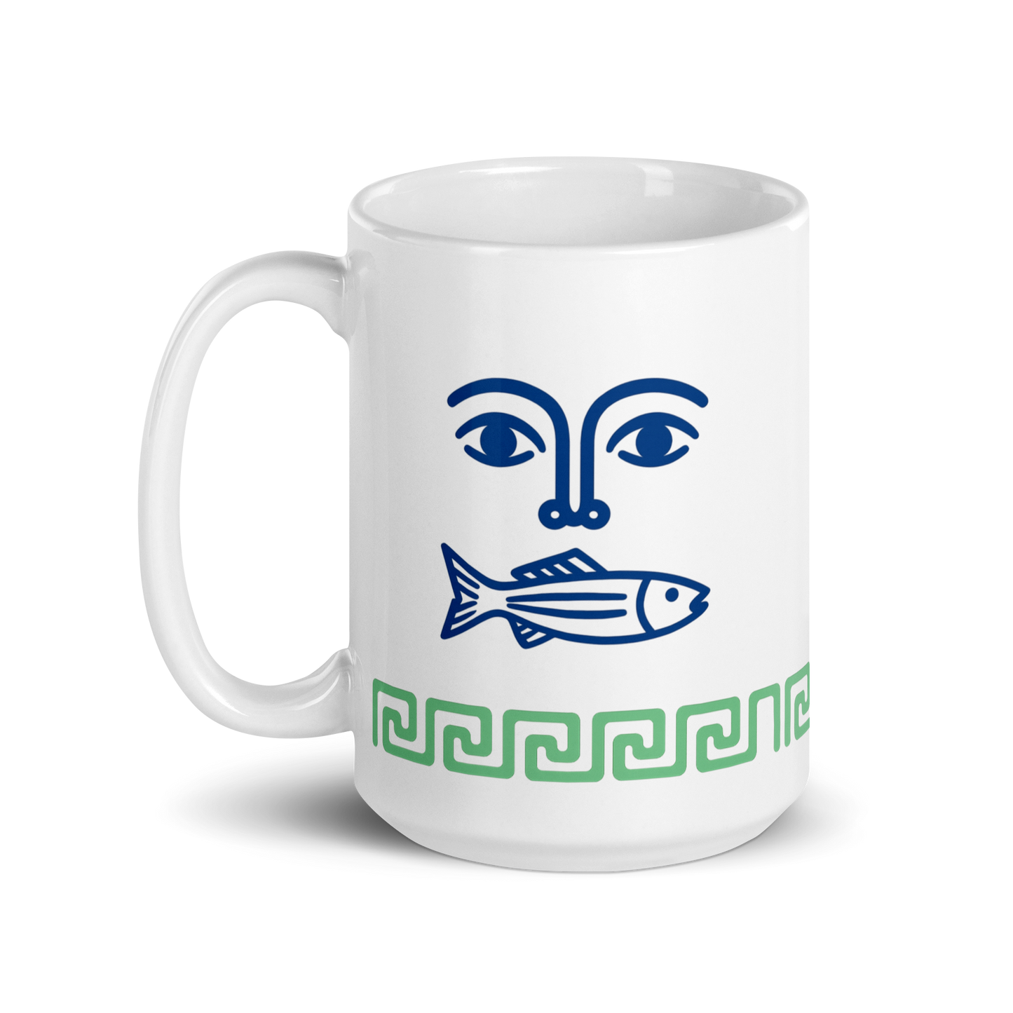 Mare Mug – Face, Fish &amp; Greek Pattern