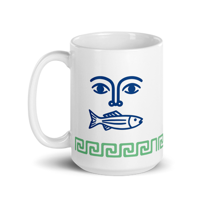 Mare Mug – Face, Fish &amp; Greek Pattern