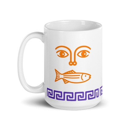 Mare Mug – Orange Face & Fish with Purple Trim