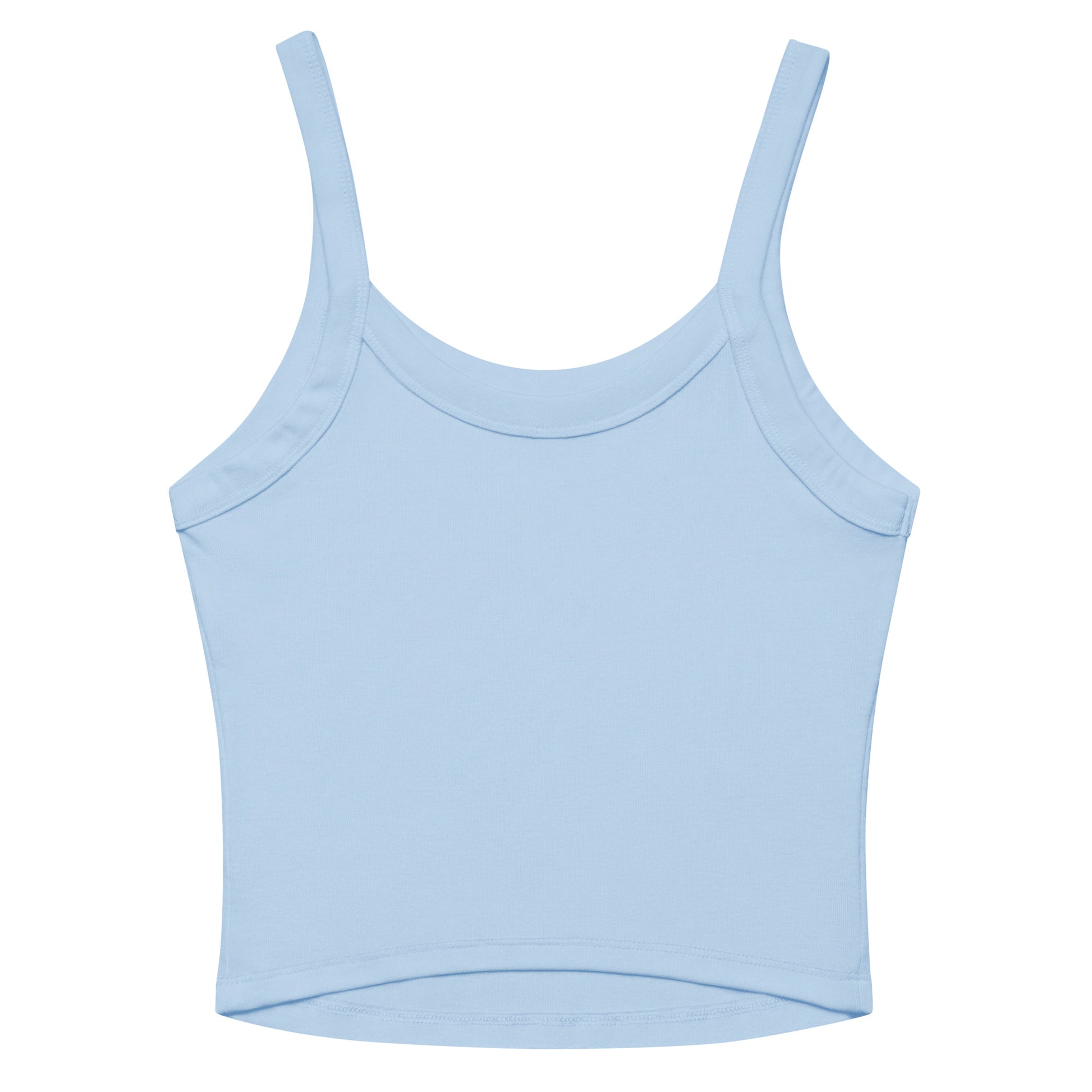 Women's light blue tank top with VACACIONES text - Summer vacation sleeveless shirt
