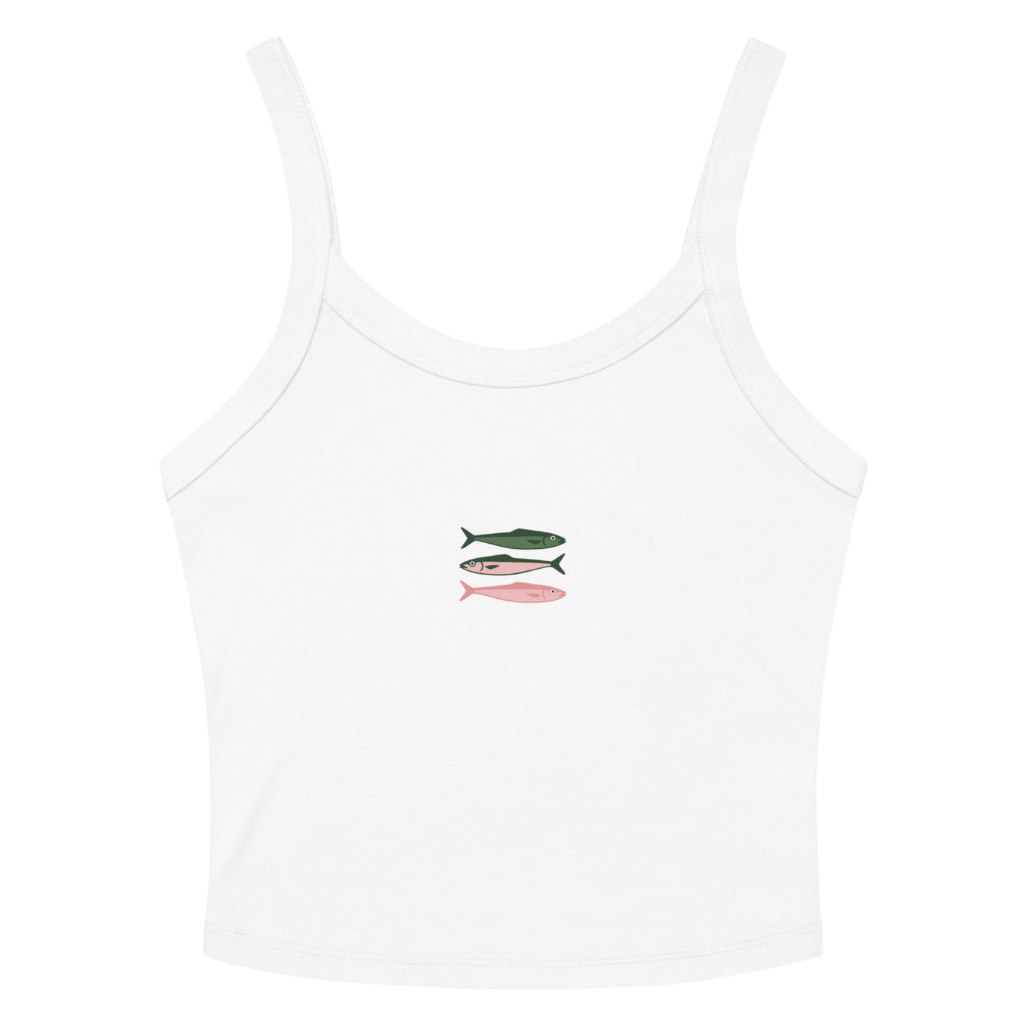 Sardine trio ribbed tank top for women - Mediterranean summer sleeveless shirt