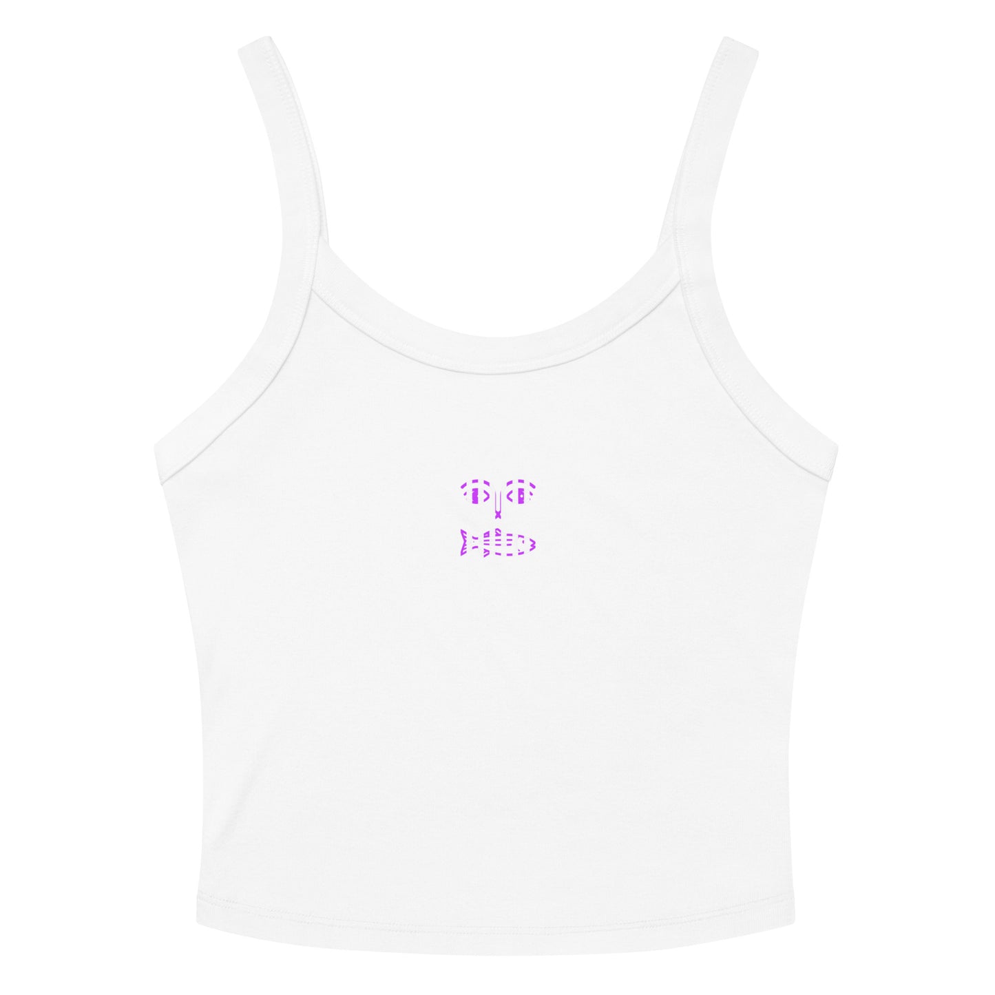 Purple gingham face tank top for women - summer sleeveless ribbed shirt