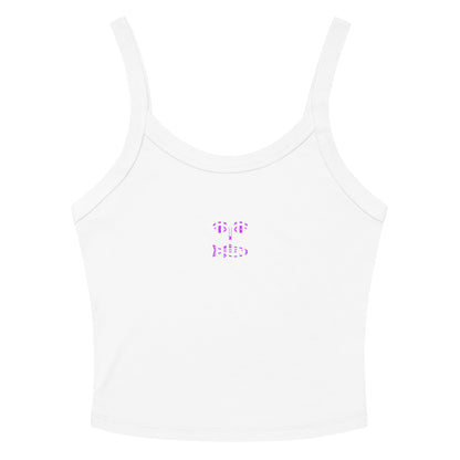 Purple gingham face tank top for women - summer sleeveless ribbed shirt