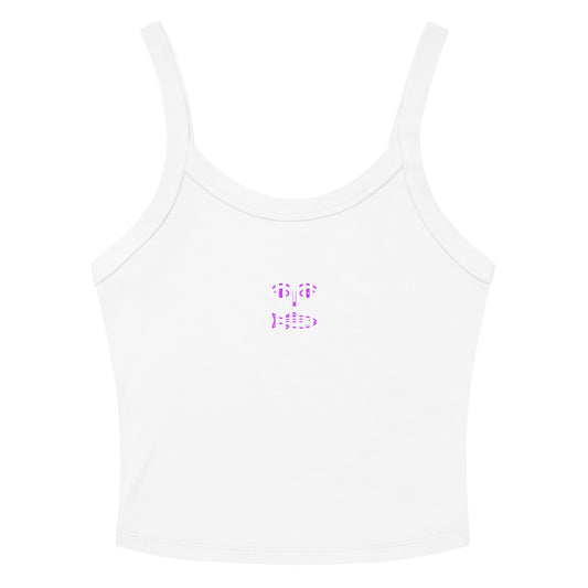 Purple gingham face tank top for women - summer sleeveless ribbed shirt