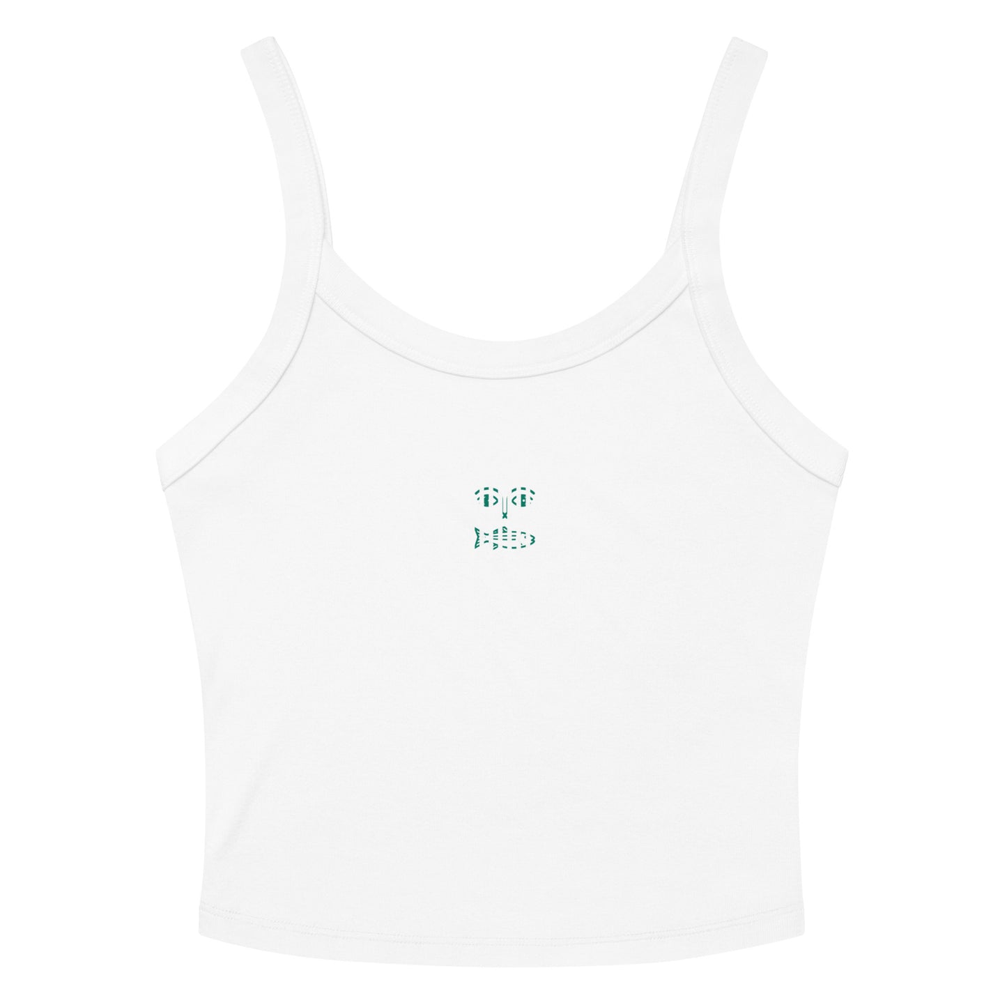 Green gingham fish face ribbed tank top for women - summer sleeveless shirt