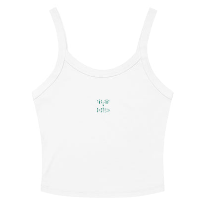 Green gingham fish face ribbed tank top for women - summer sleeveless shirt