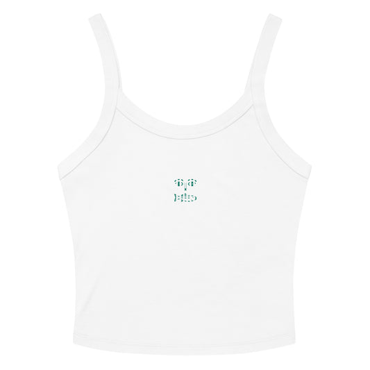 Green gingham fish face ribbed tank top for women - summer sleeveless shirt